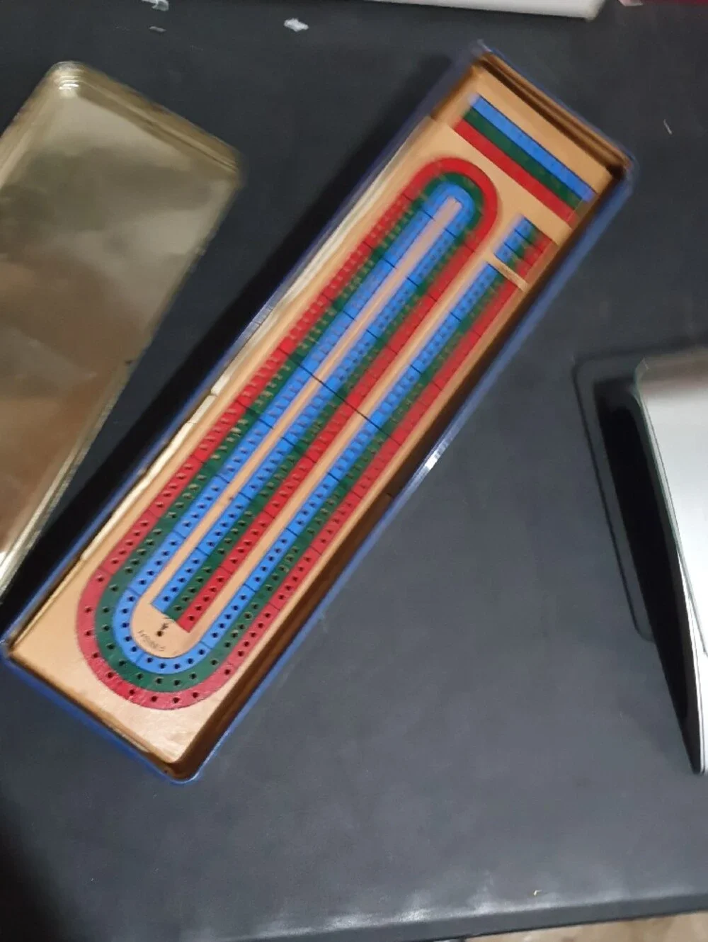 Deluxe Cribbage Set - Blue Solid Wood Box